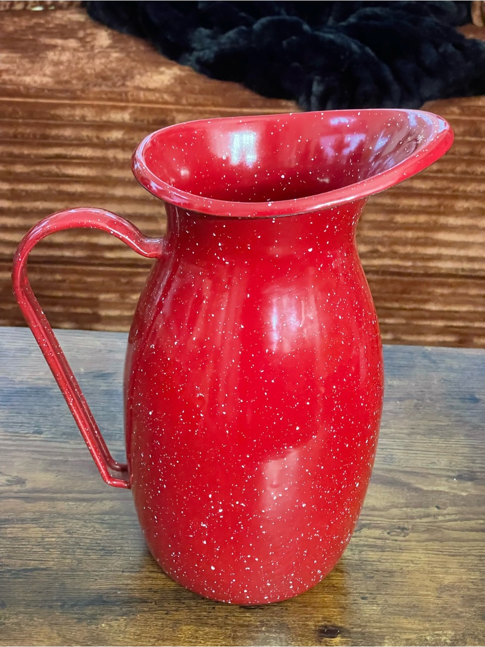POTTERY BARN Enameled Red Speckled Farmhouse Pitcher Set - Picture 2 of 7